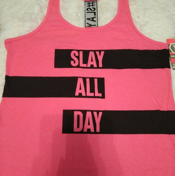 series-8 Tops - 🆕 "Slay all day"#slay workout tank pink&black XL